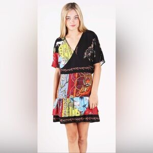 Desigual Multicolor V-Neck Dress